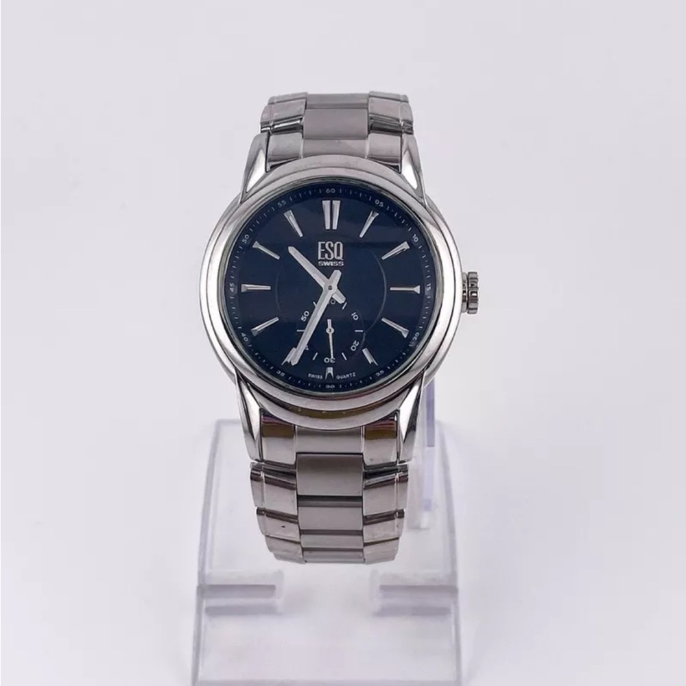 ESQ Movado Excel Black / Stainless Steel ES.01.1.14.5540 #113 new battery